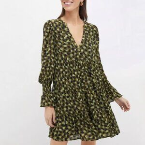 Pomander Place NWOT Long Sleeve Green Brushed Geo Kenzo Dress